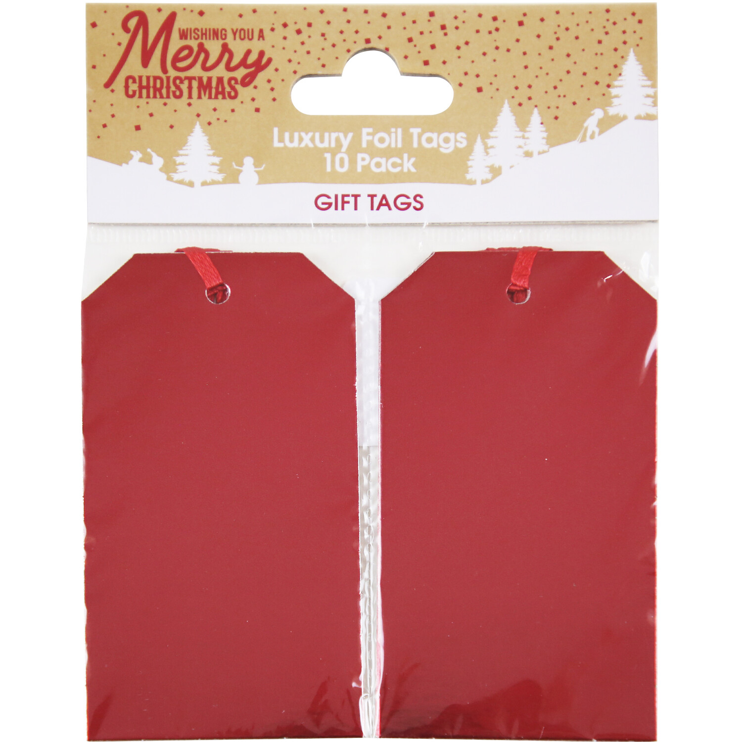 Pack of 10 Foil Christmas Tags - Red Image