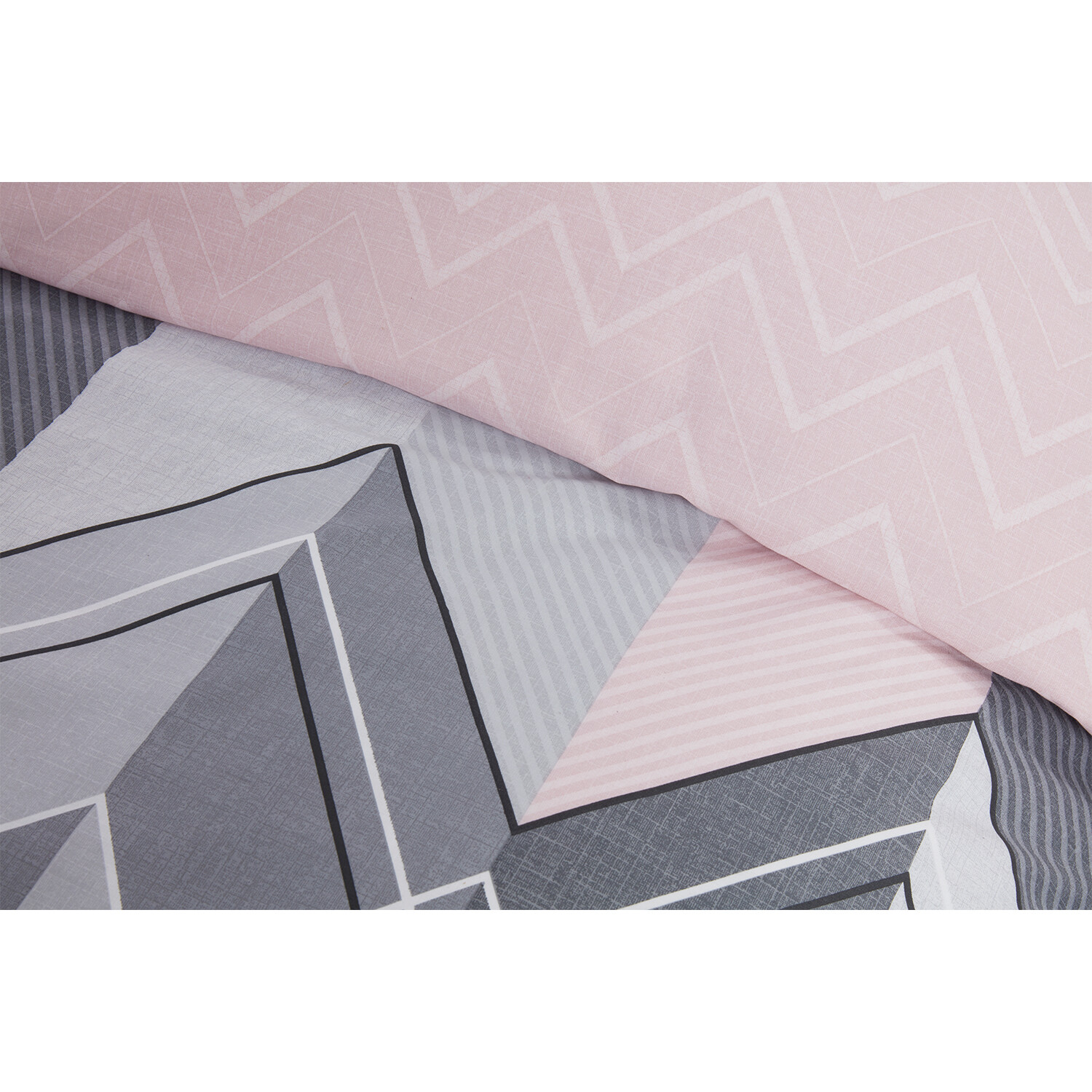 My Home Chevron Double Pink Duvet Set Image 4