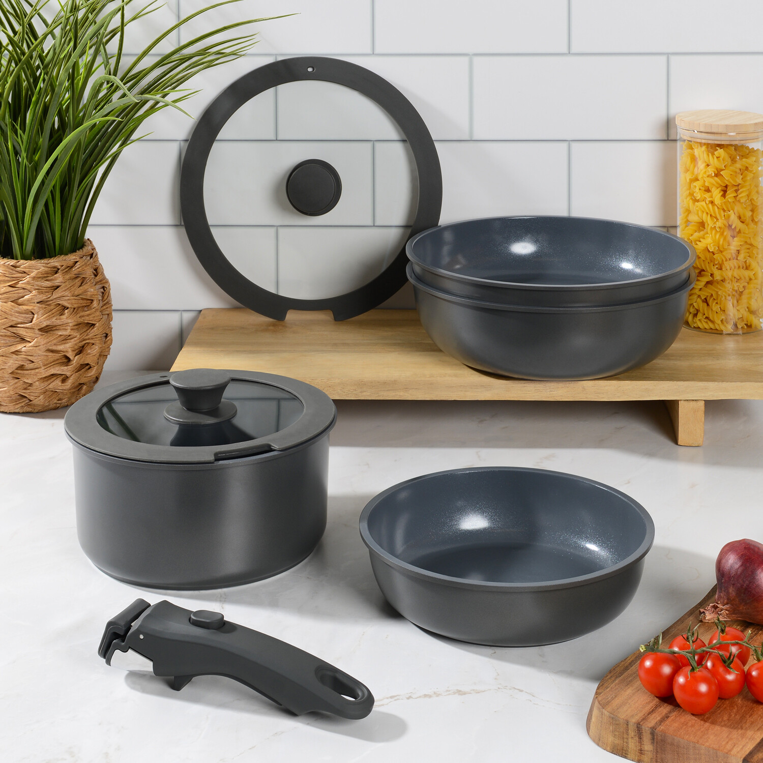7 Piece Detachable Pan Set Grey Image 5