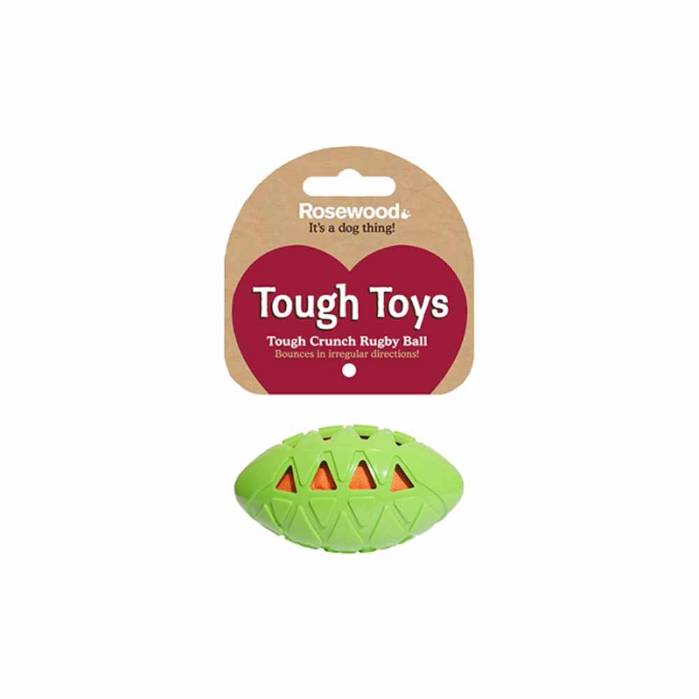 Rosewood Medium Tough Crunch Rugby Ball Dog Toy Wilko