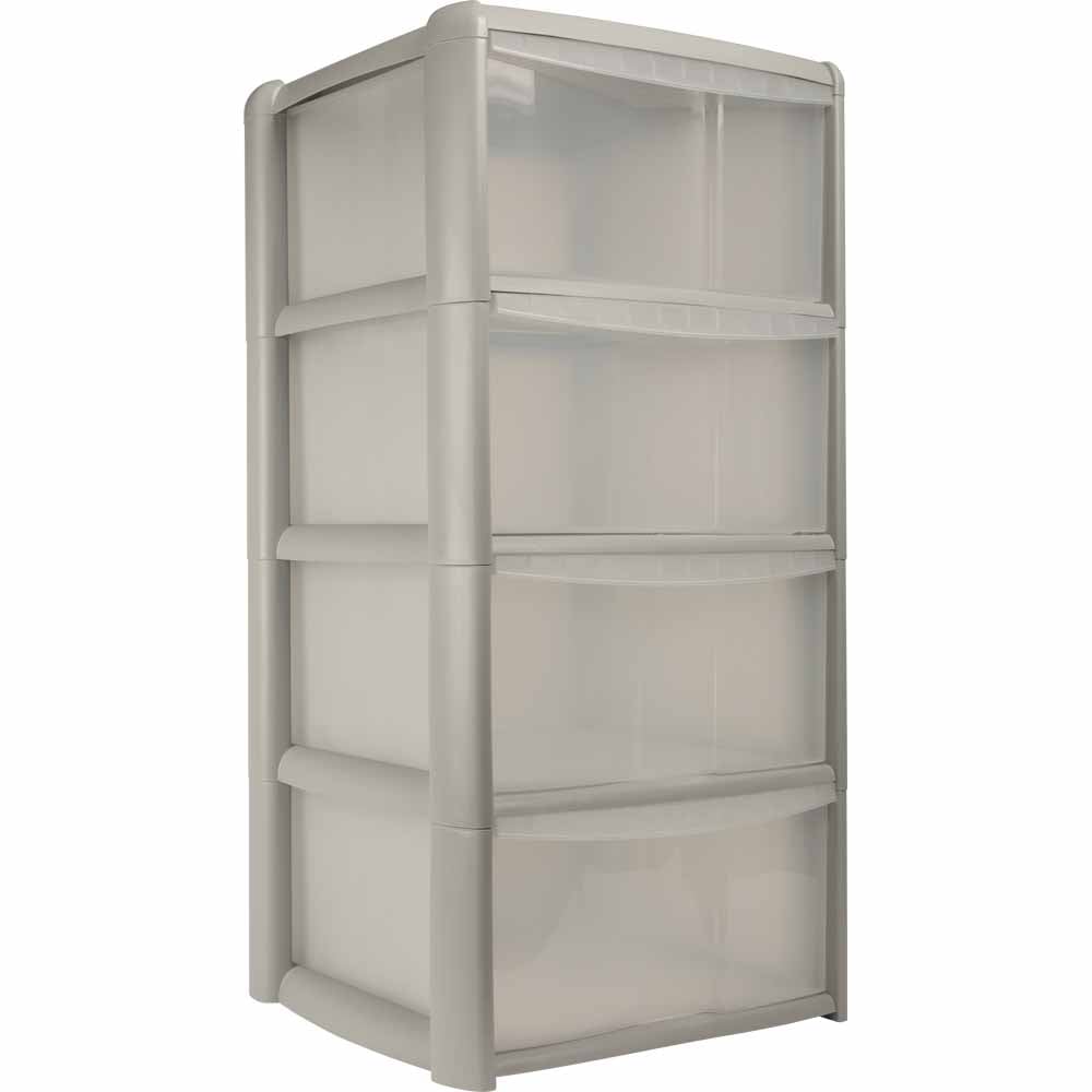 Wilko Grey 4 Drawer Tower Wilko