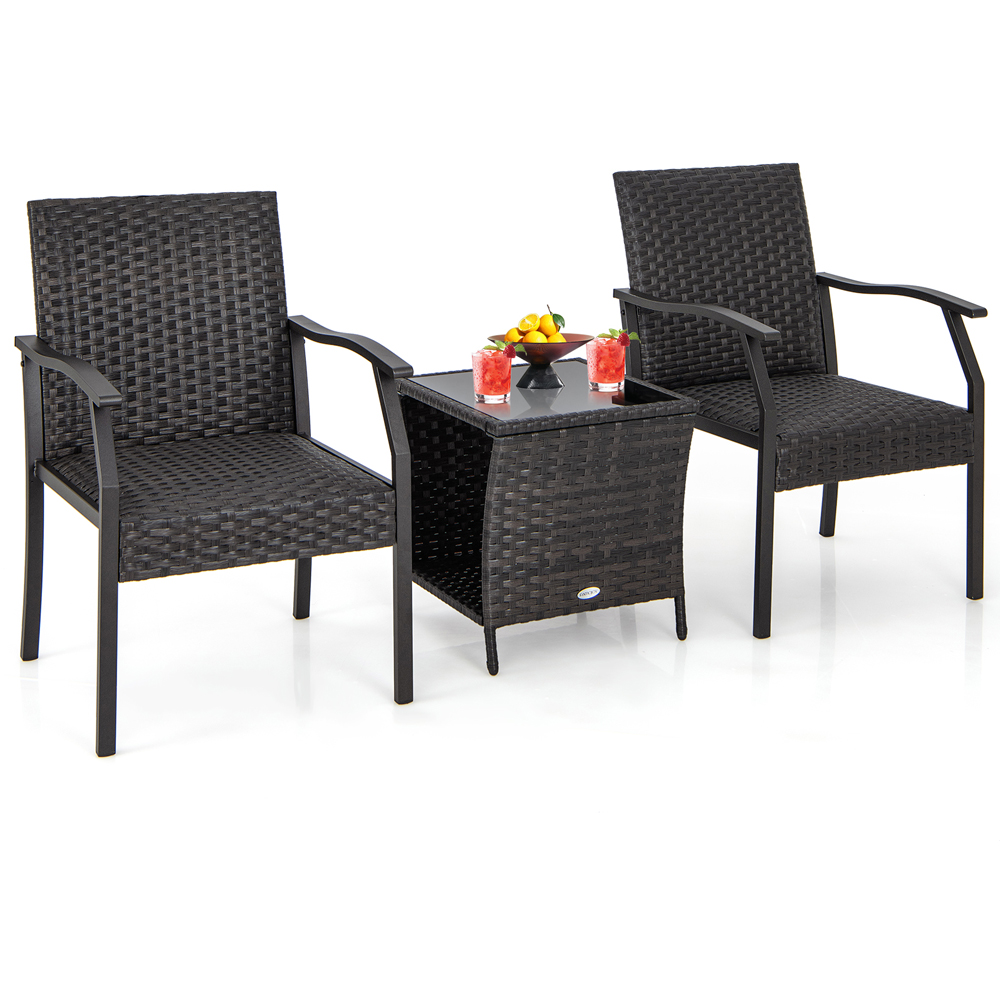 Costway 2 Seater Wicker Bistro Set Image 3