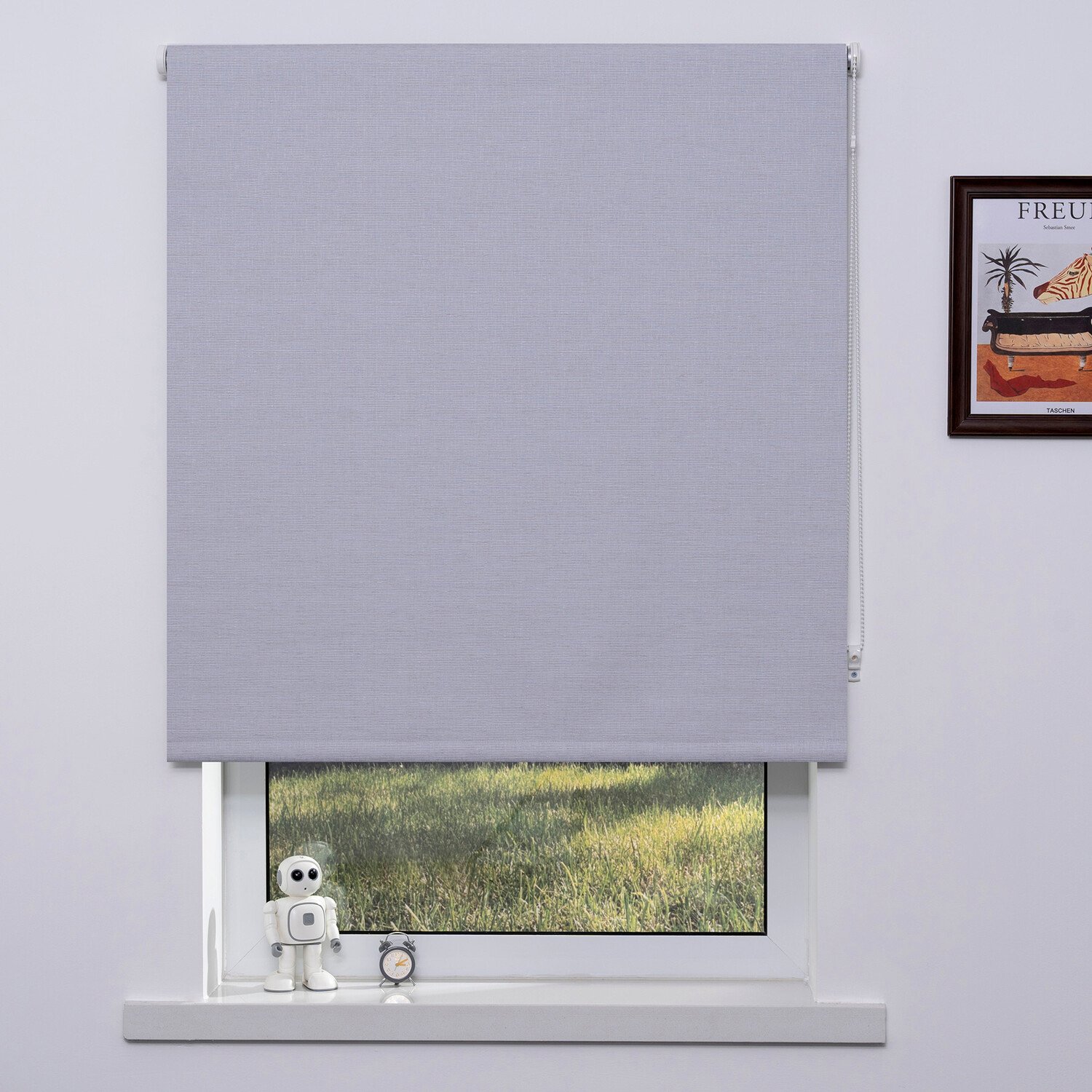 Textured Linen Blackout Blind Silver 180cm Image 1