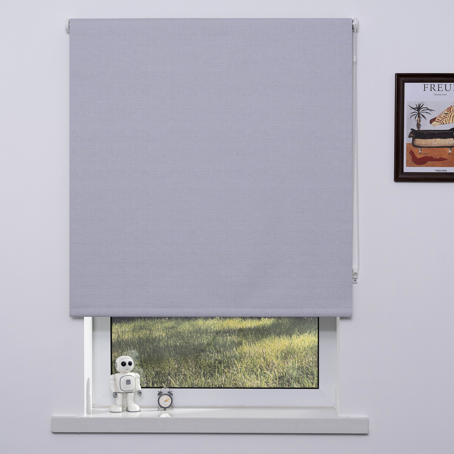 Textured Blackout Blind Linen Silver 120cm Image 1