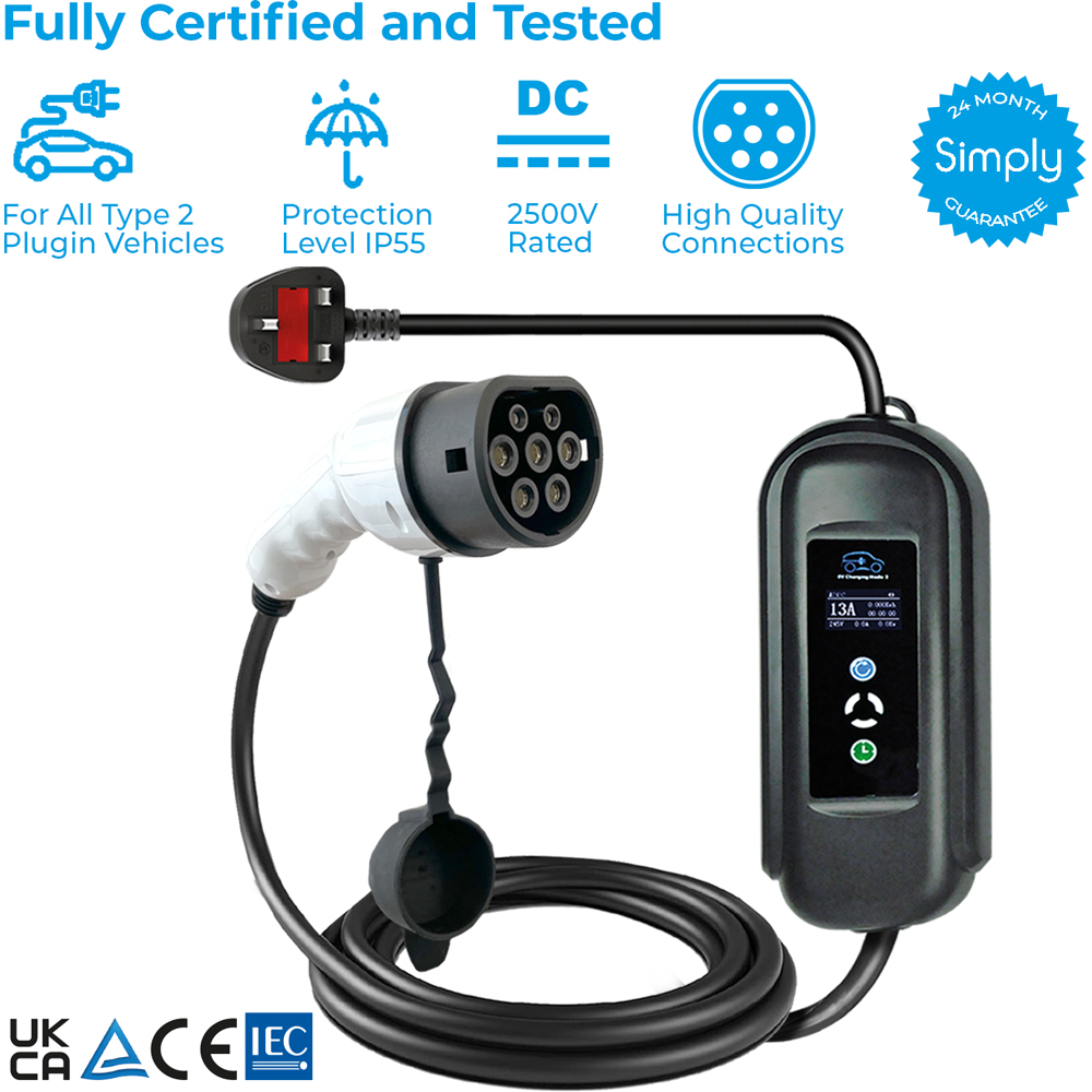 Adjustable Electric Vehicle Charging Cable - UK 3Pin to Type 2 Image 2