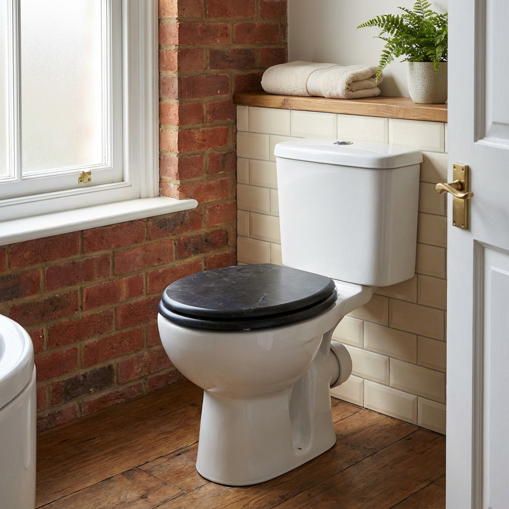 Black Marble MDF Toilet Seat Image 2