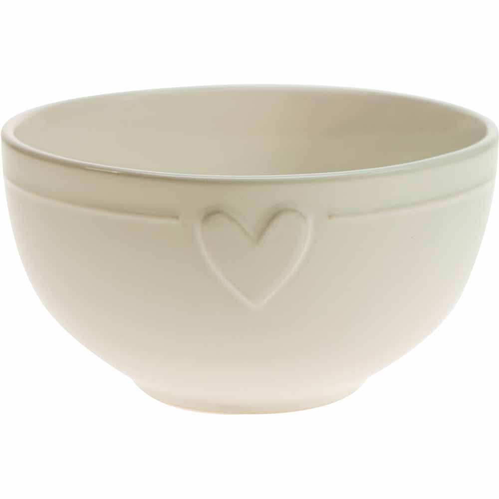 Wilko Cream Embossed Heart  Bowl Image 1