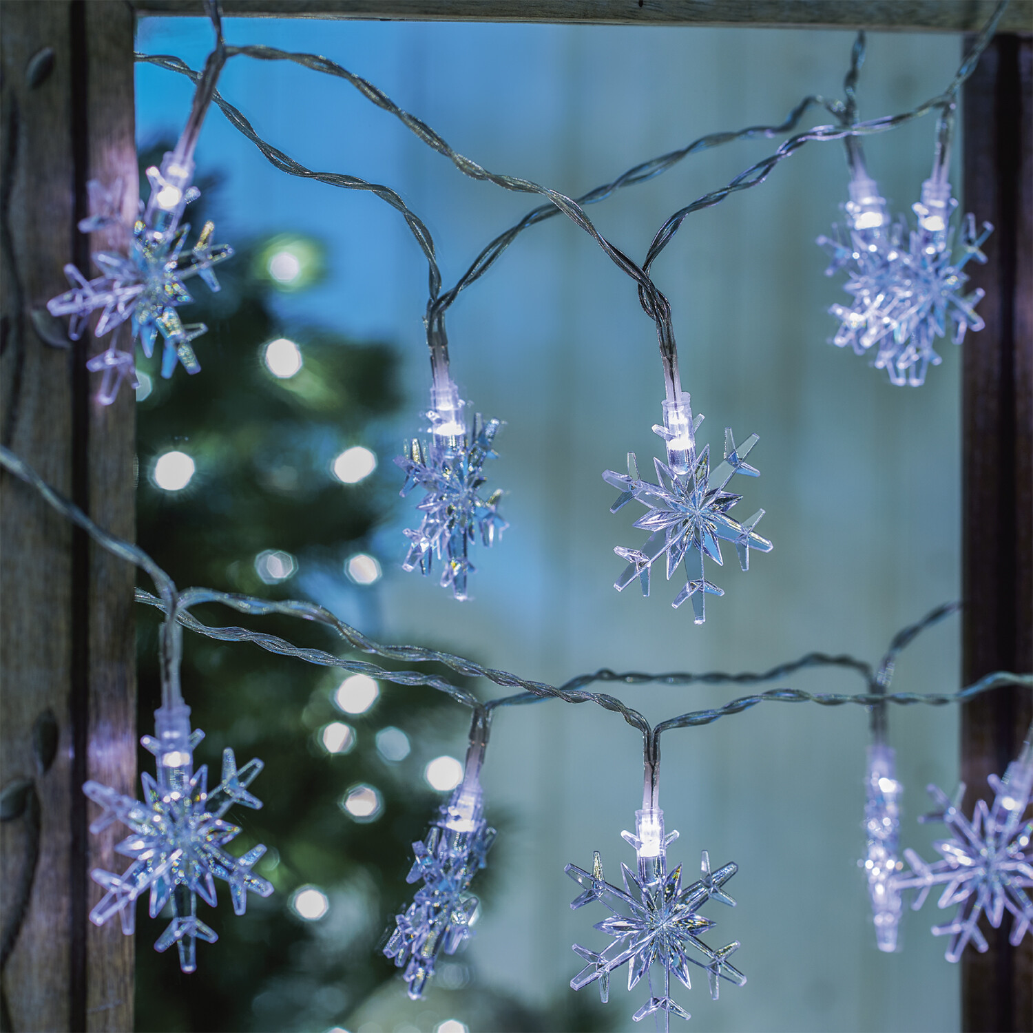 Winter Wonderland 50 LED Snowflake Lights Image 1