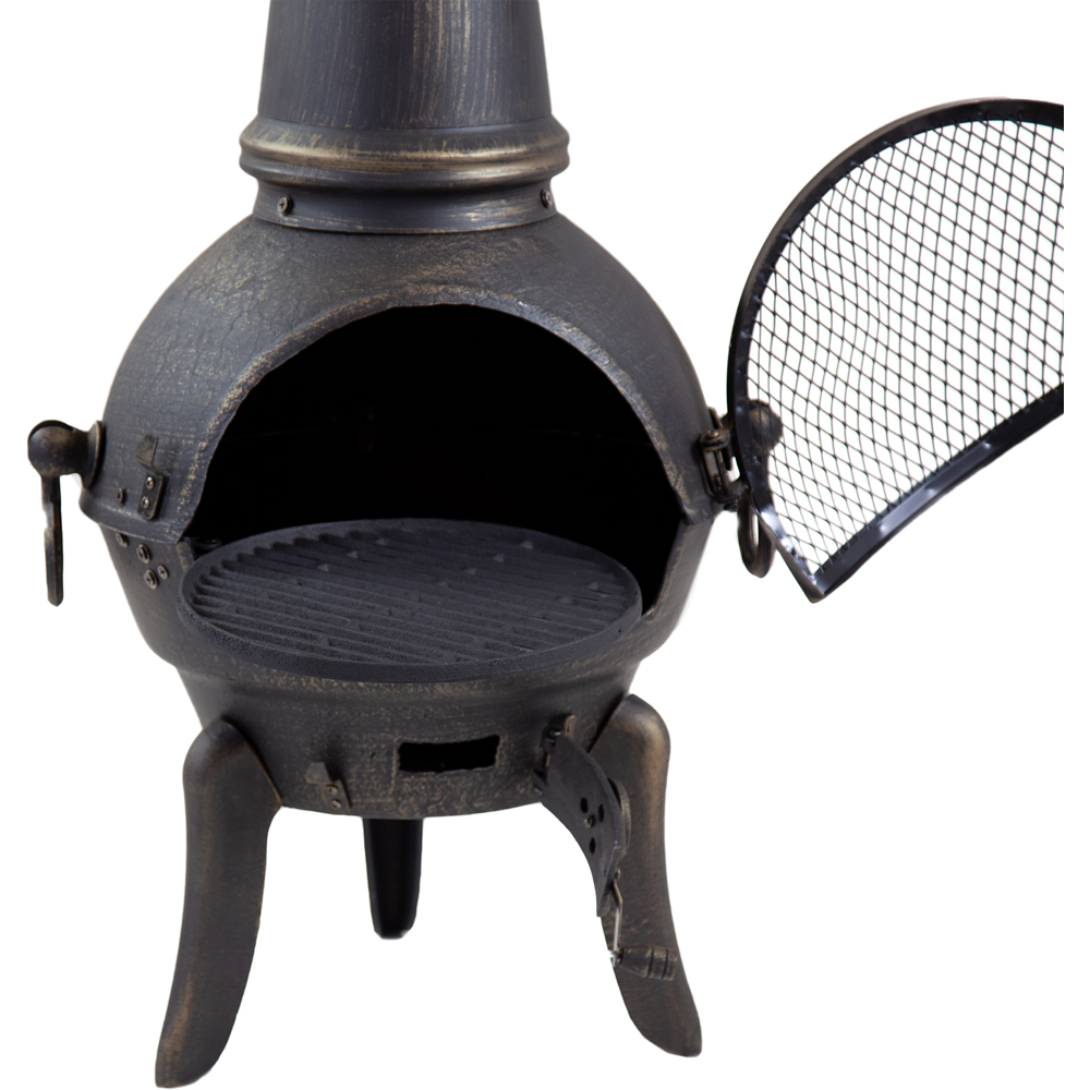 Charles Bentley Snug Seville 120cm Black Extra-Large Open Bowl Mesh Cast Iron and Steel Chiminea Image 4