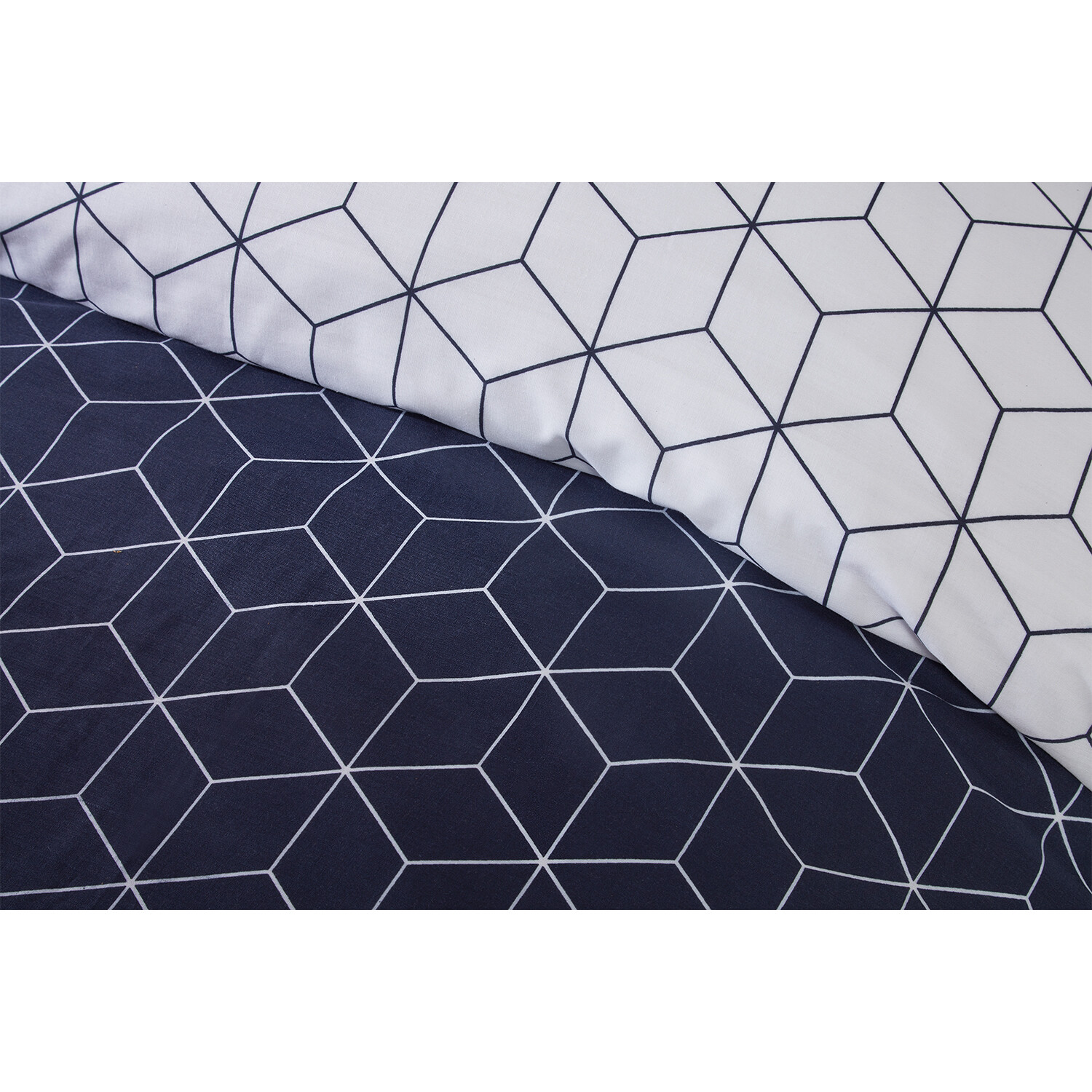 Divante Apollo Geo King Size Navy Duvet Cover and Pillowcase Set Image 4