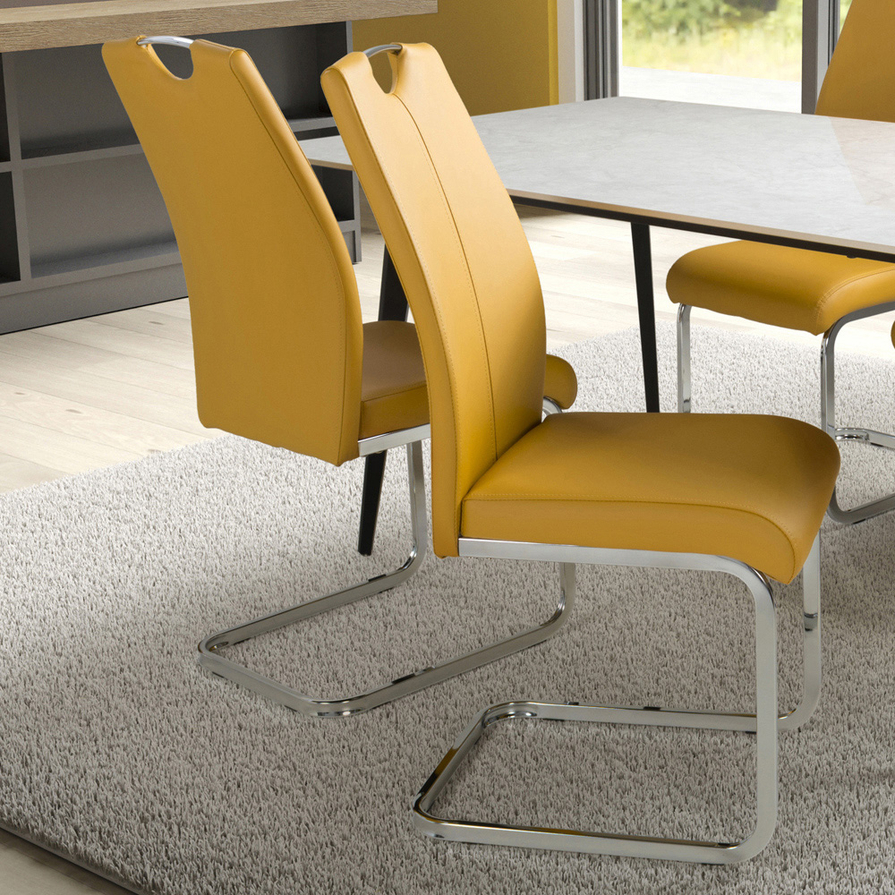 Toledo Set of 4 Yellow Leather Effect Dining Chair Image 1