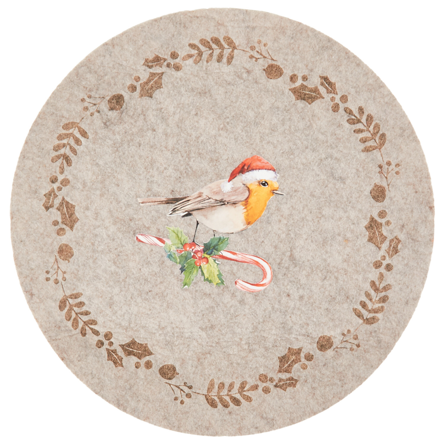Set of 4 Robin Placemats and Coasters - Brown Image 1