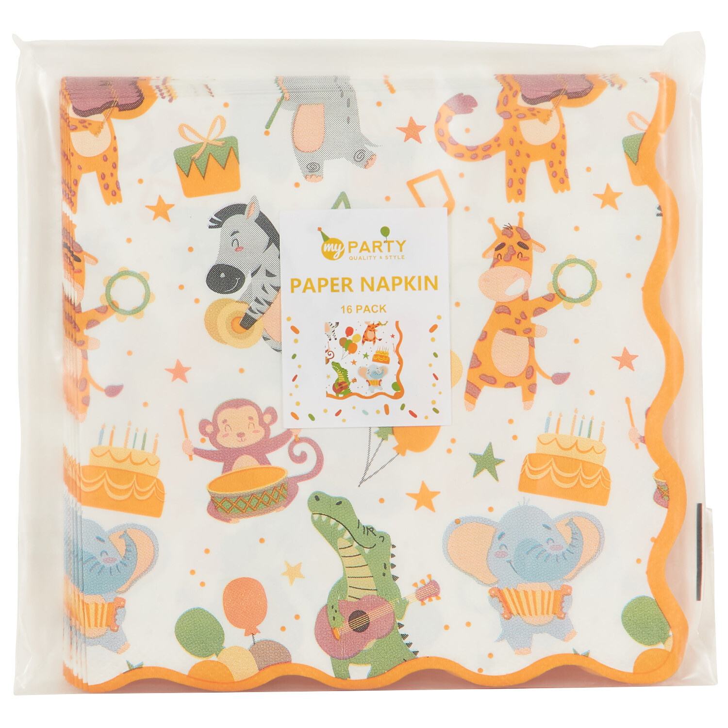 Pack of 16 Safari Party Paper Napkins - Multicolour Image 1