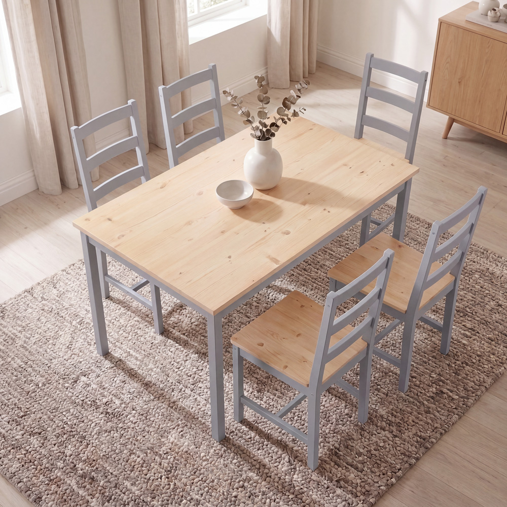 VIDA DESIGNS Yorkshire 4 Seater Dining Set Grey and Pine Image 7