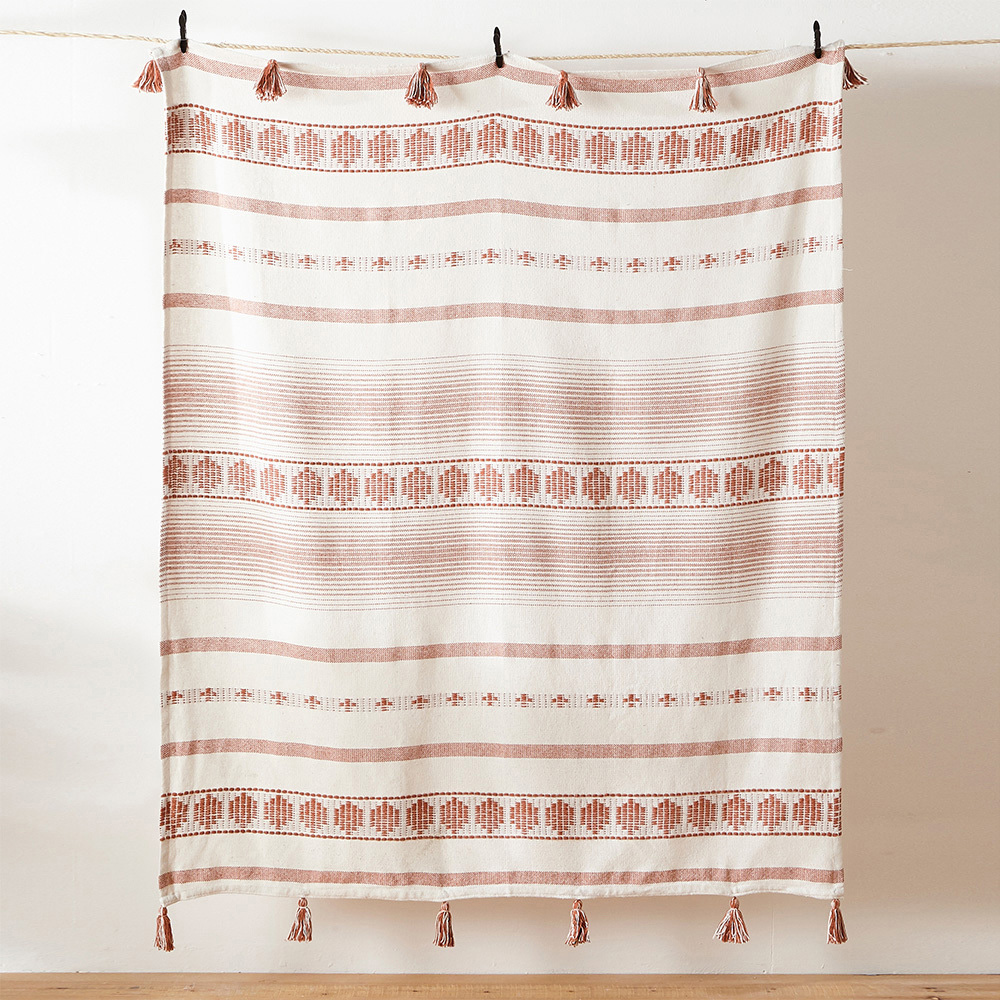 furn. Pangea Terracotta Tasselled Throw 125 x 150cm Image 2