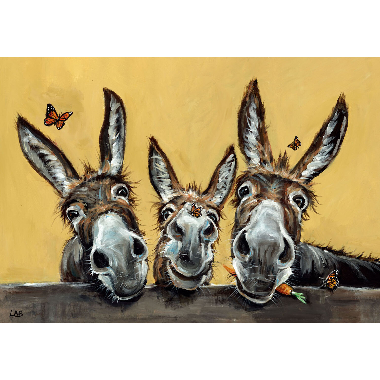 Louise Brown Spring Donkeys Canvas Wall Art Image
