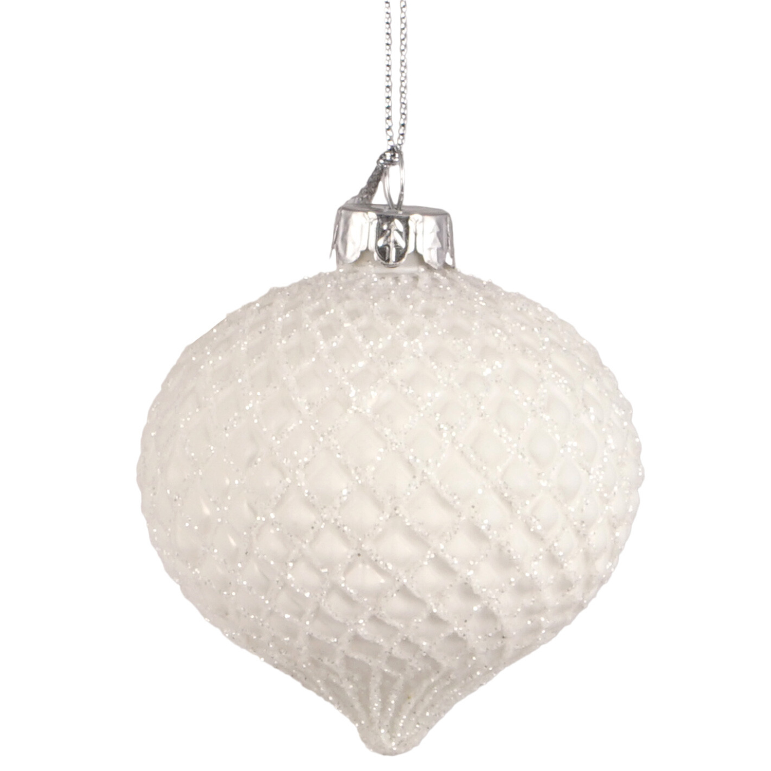 Mistletoe Cottage Matt White Frosted Droplet Single Ornaments Image 1