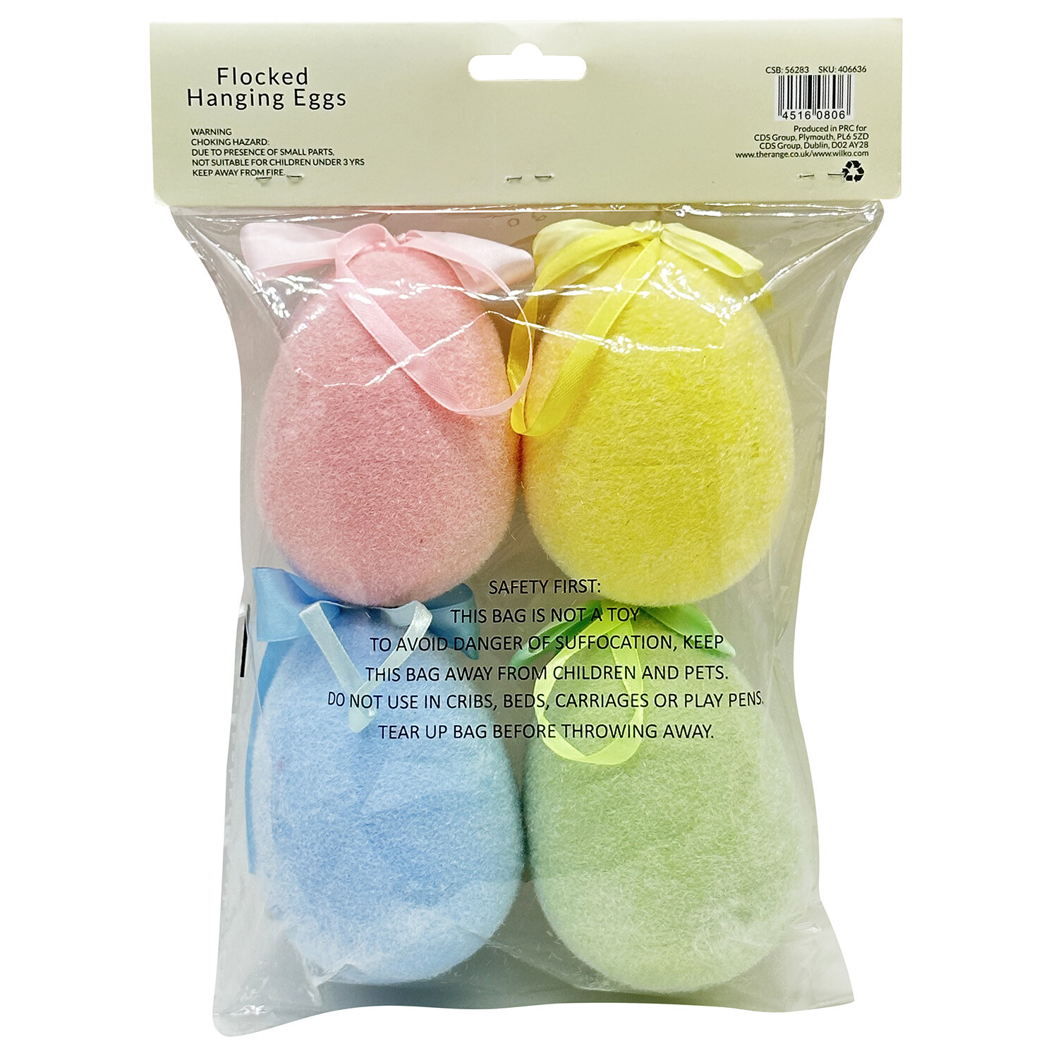Flocked Hanging Eggs - Multicolour Image 2