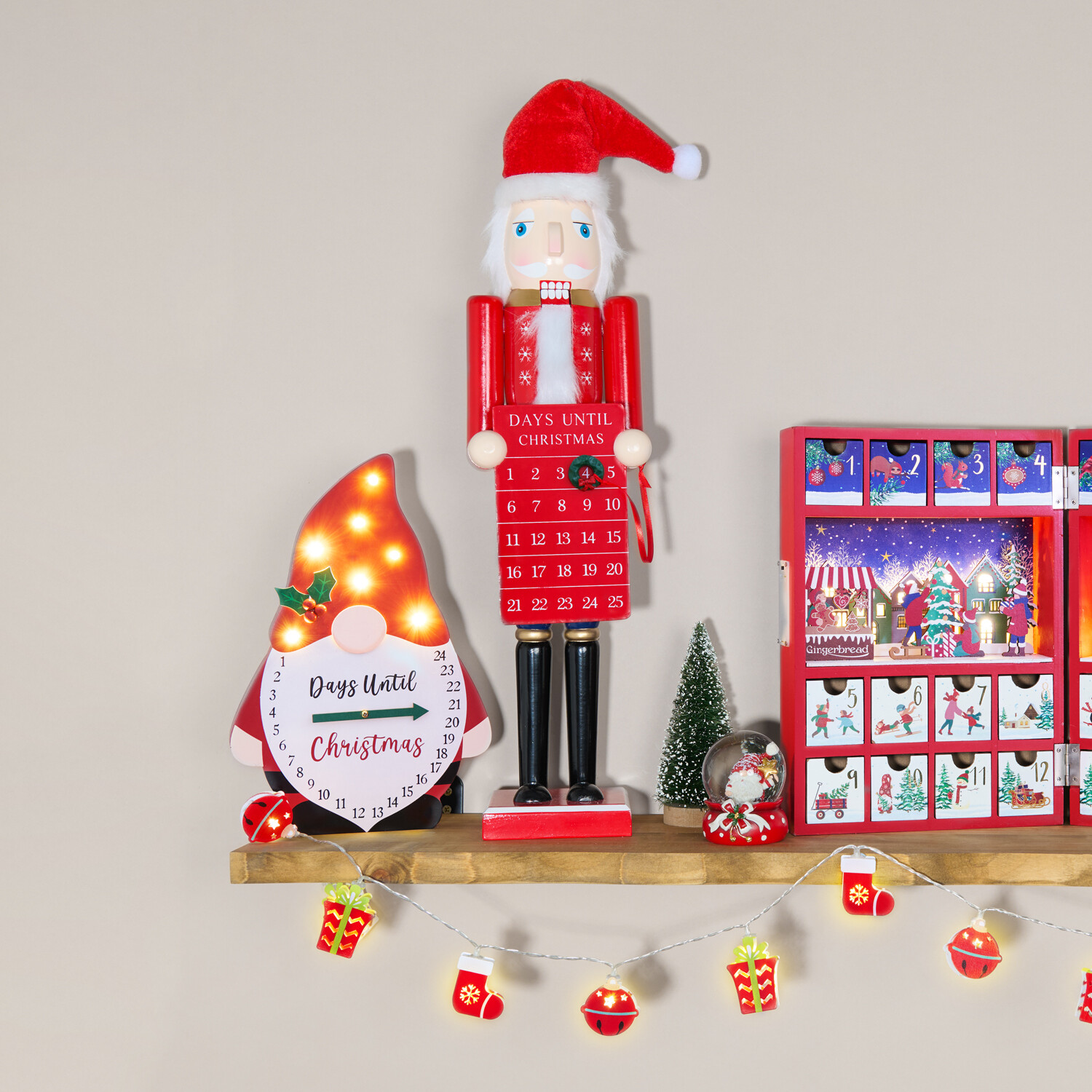 20 LED Christmas Themed String Lights Red Image 4