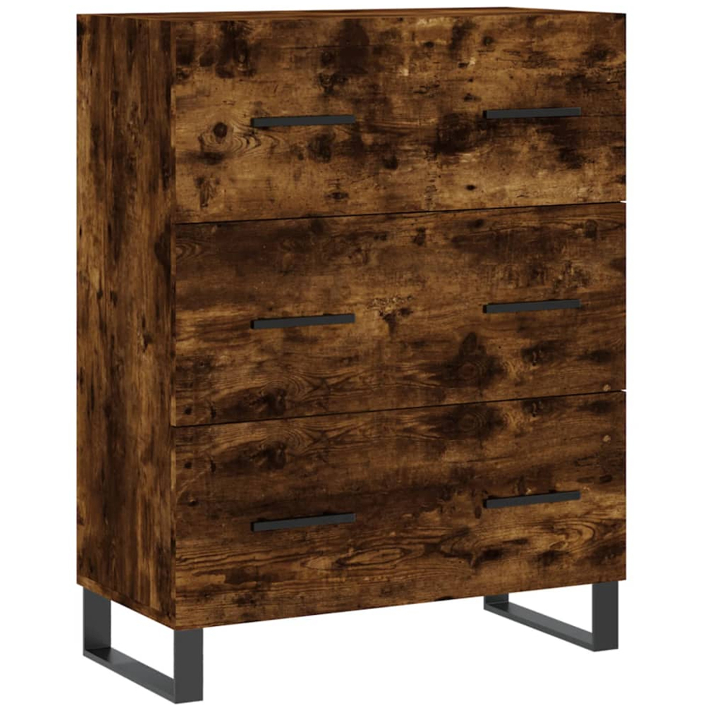 vidaXL 2 Door 3 Drawer Smoked Oak Highboard Image 7