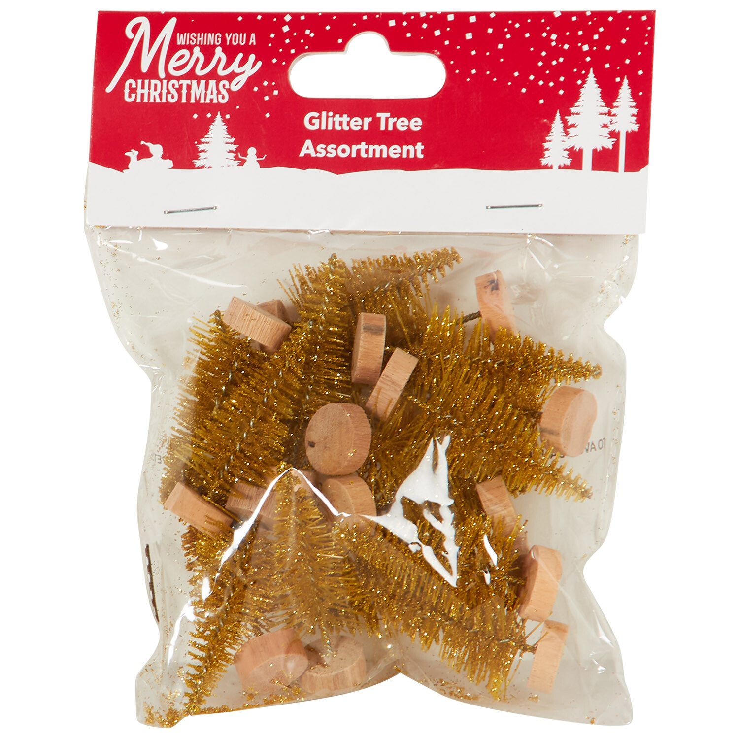 Pack of 20 Miniature Glitter Craft Trees  - Gold Image 1