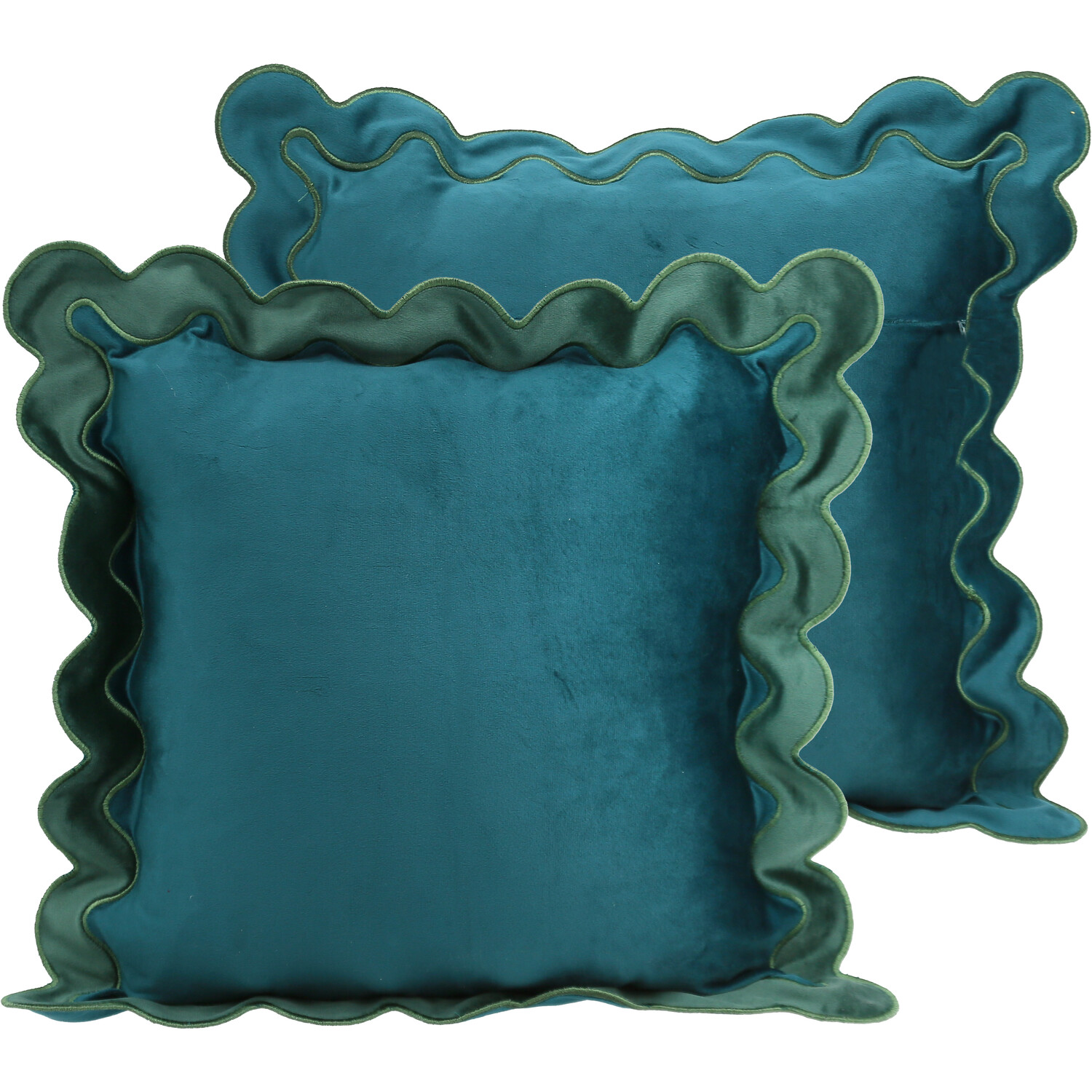 Matilda Scallop Edge Cushion Teal Image 3