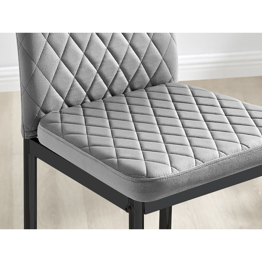 Furniturebox Modern Valera Grey and Black Velvet Bar Stool Set of 2 Image 6