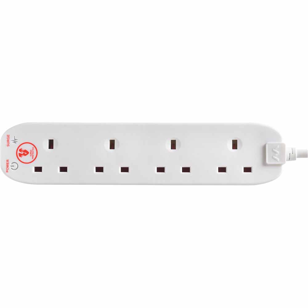 Masterplug 13amp 4m 4 Gang White Surge Protected Extension Lead Image 2