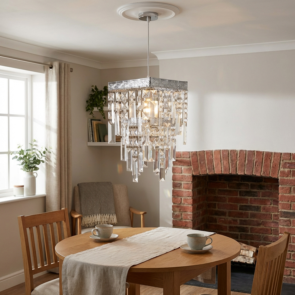 Clear 2 Tier Square Pendant Light Image 3
