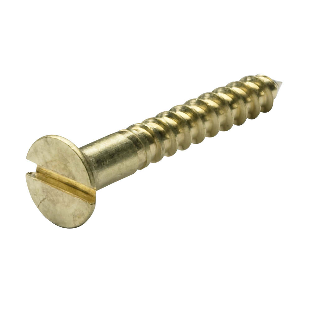 Wilko 15mm Brass Slotted Countersunk Wood Screw 4g 18 pack Image 1
