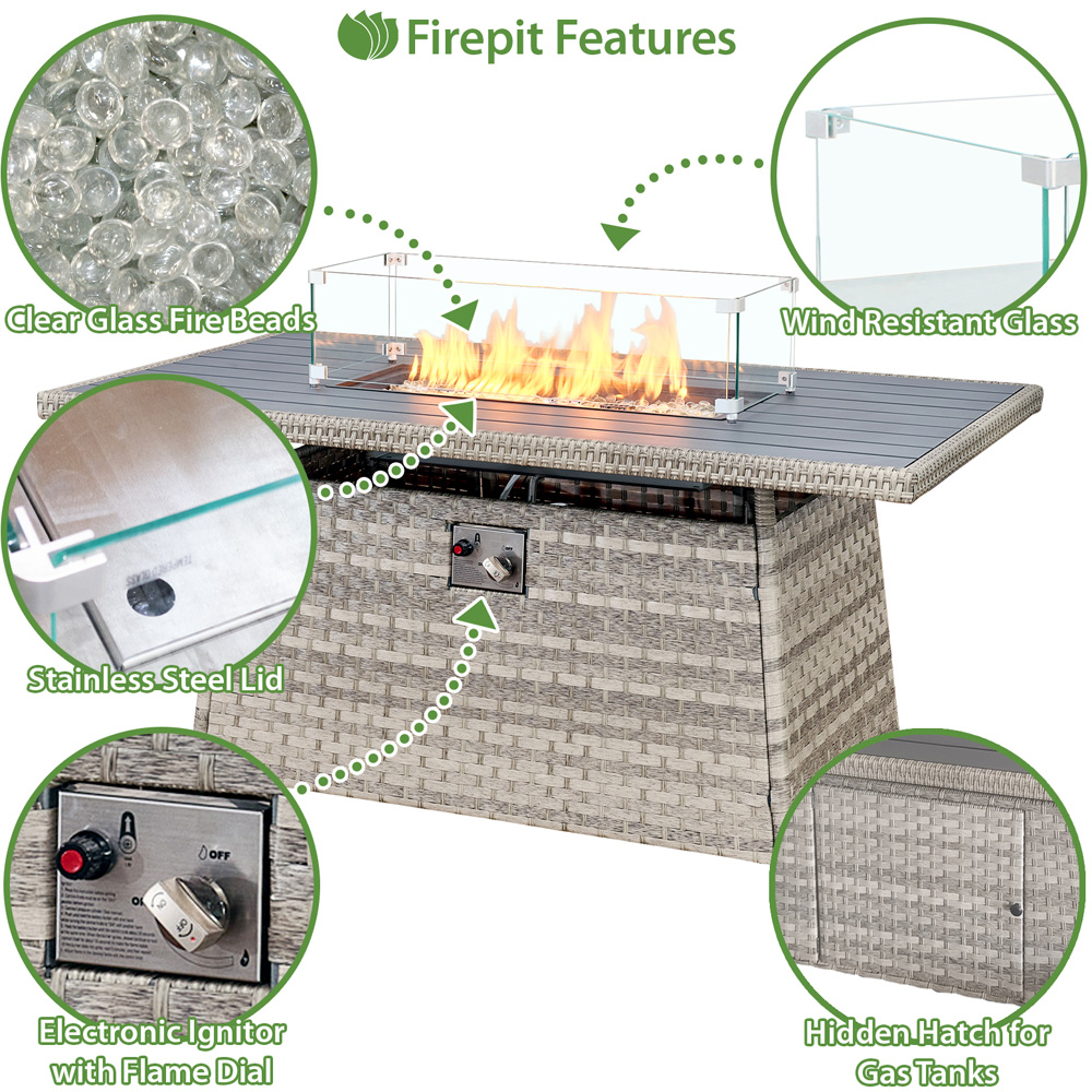 Oseasons Acorn 9 Seater Dove Grey Rattan Corner Firepit Garden Set Image 6