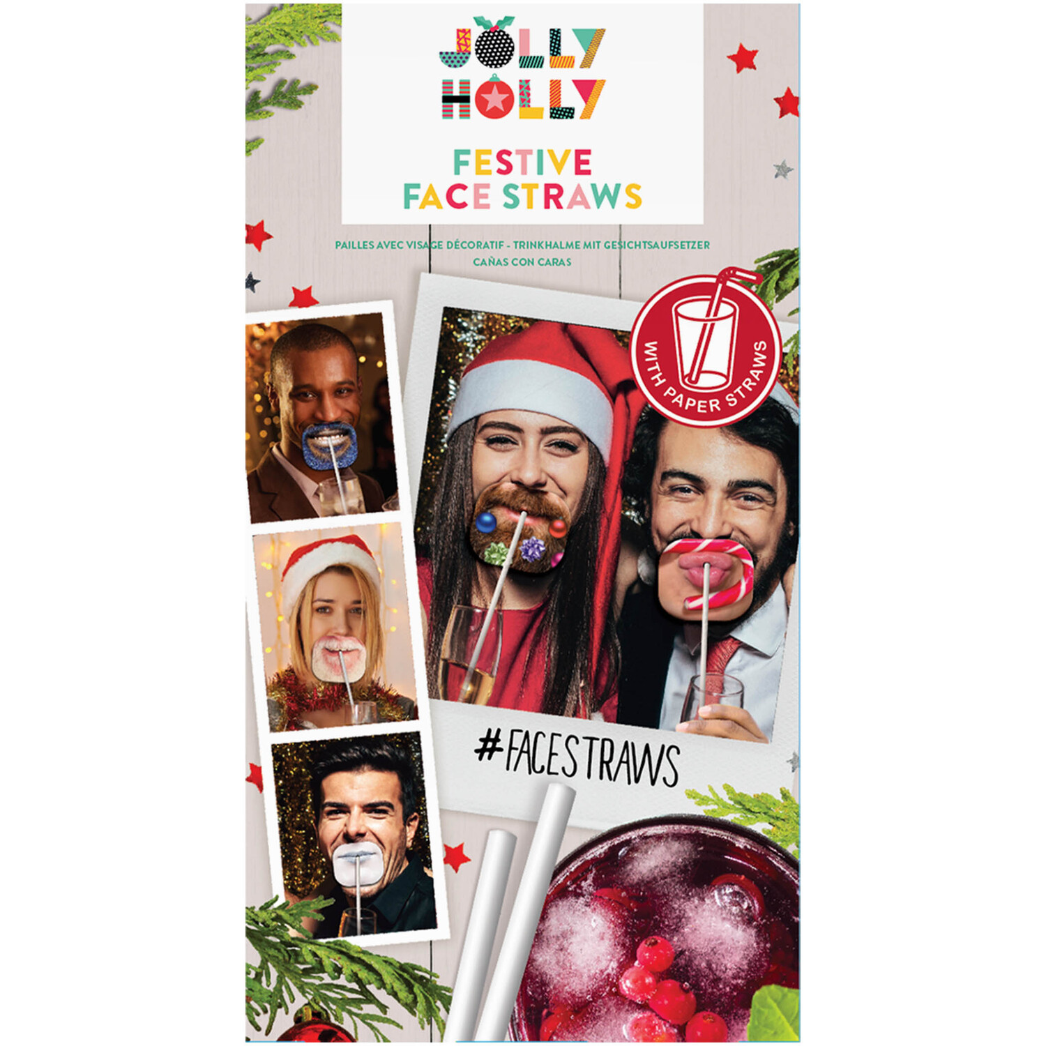 Jolly Holly Festive Face Straw 10 Pack Image 1