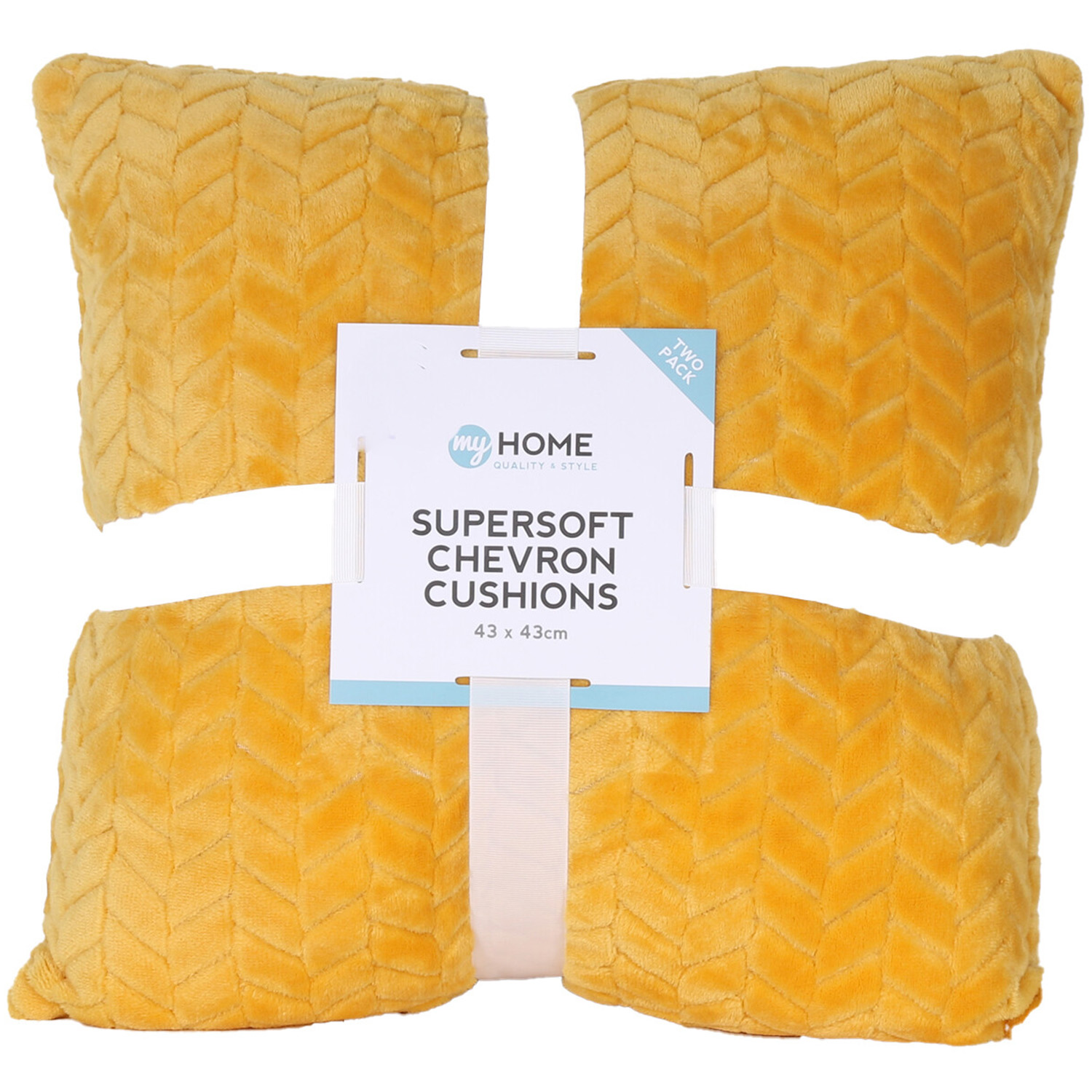 My Home Ochre Supersoft Chevron Cushions 2 Pack Image