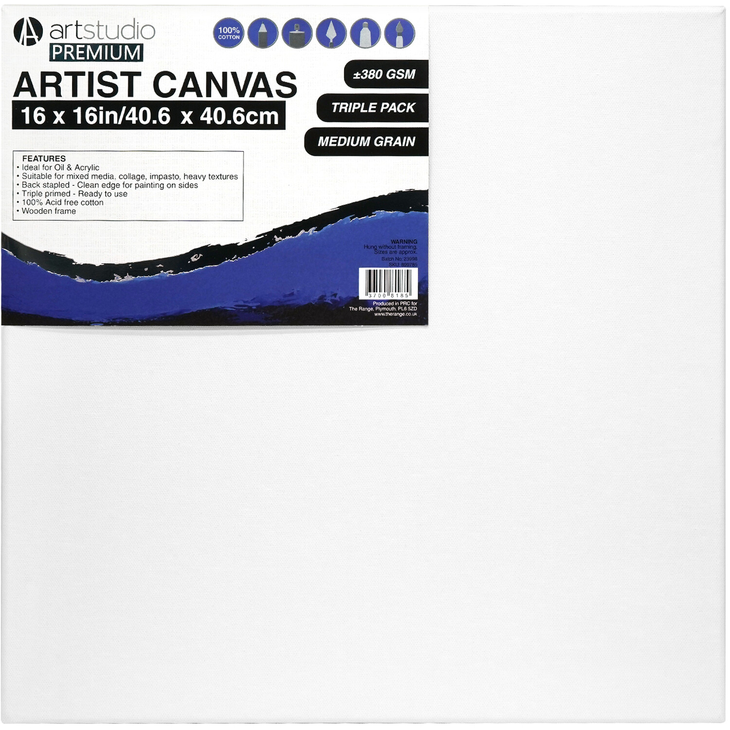 Art Studio Premium Artist Canvas 40.6cm 3 Pack Image 1