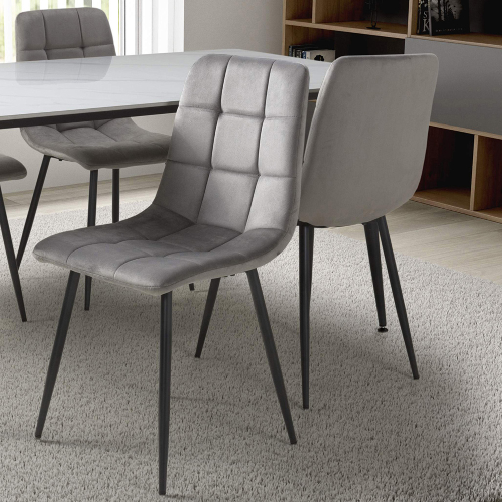 Madison Set of 4 Grey Brushed Velvet Dining Chair Image 1