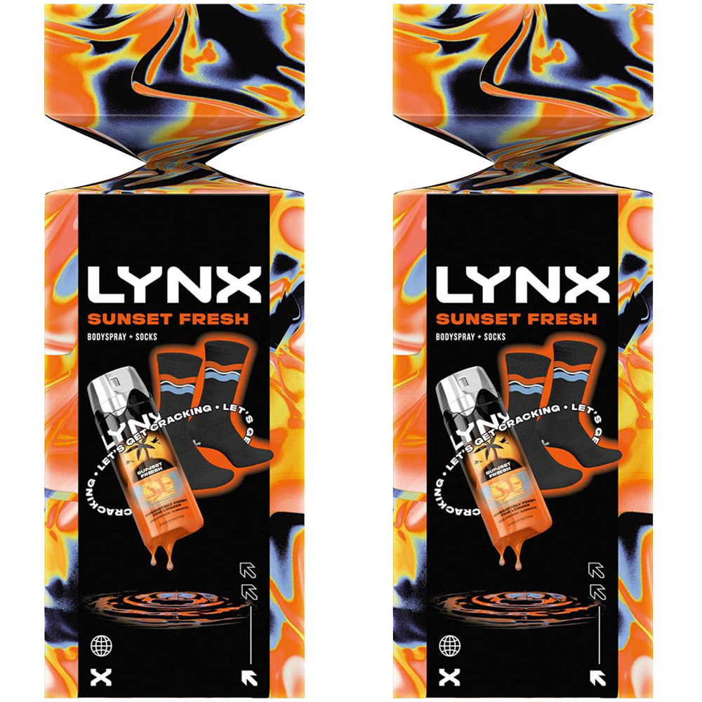 Lynx Sunset Fresh Citrus Scent Body Spray and Socks Cracker Gift Set 2 Pack Image 1