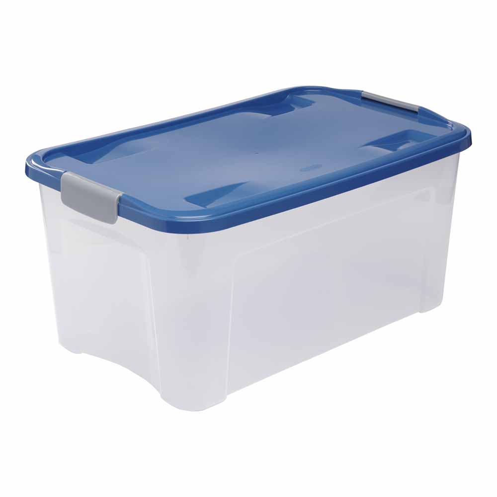 Wilko 45L Storage Box Blue Wilko