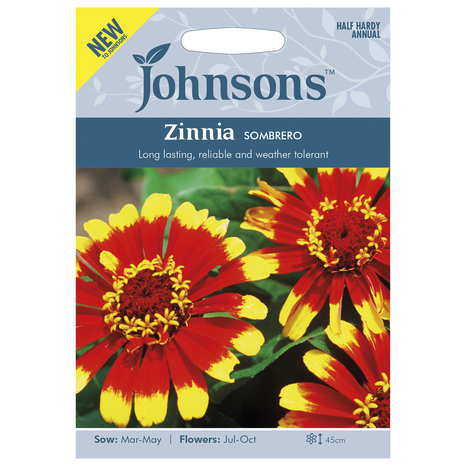 Johnsons Pack of Sombrero Zinnia Flower Seeds Image