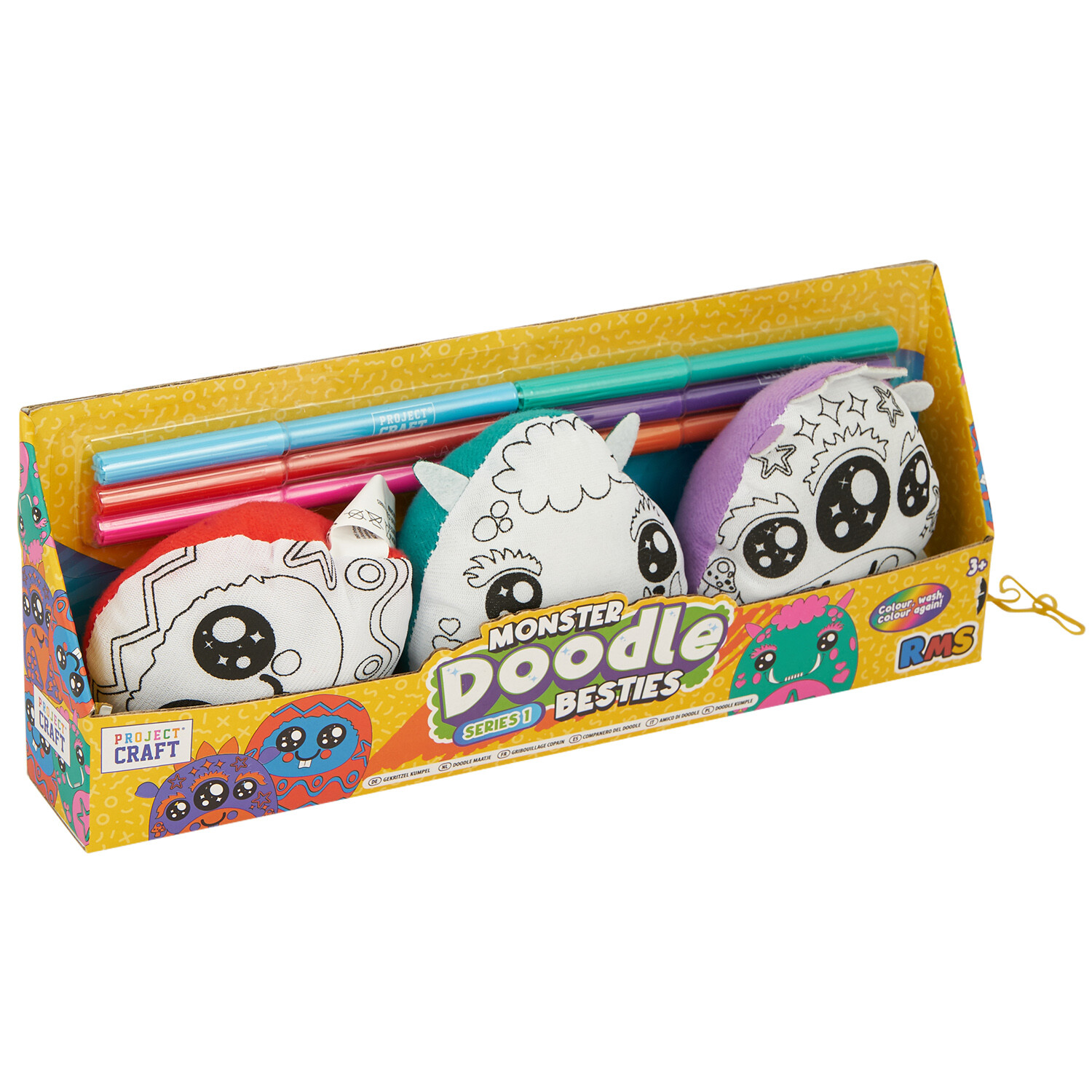 Pack of 3 Fruits or Monsters Doodle Buddies - White Image 4