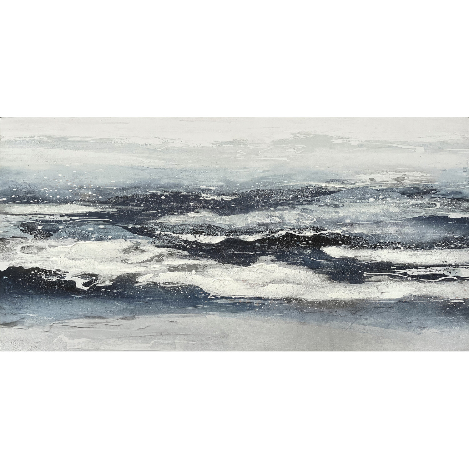 Calming Blue Glitter Canvas 60 x 120cm Image 1