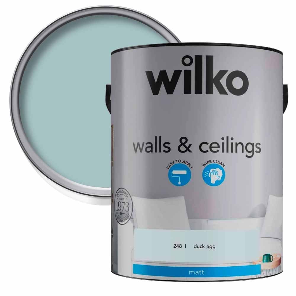 Wilko Walls & Ceilings Duck Egg Matt Emulsion Paint 5L Image 1
