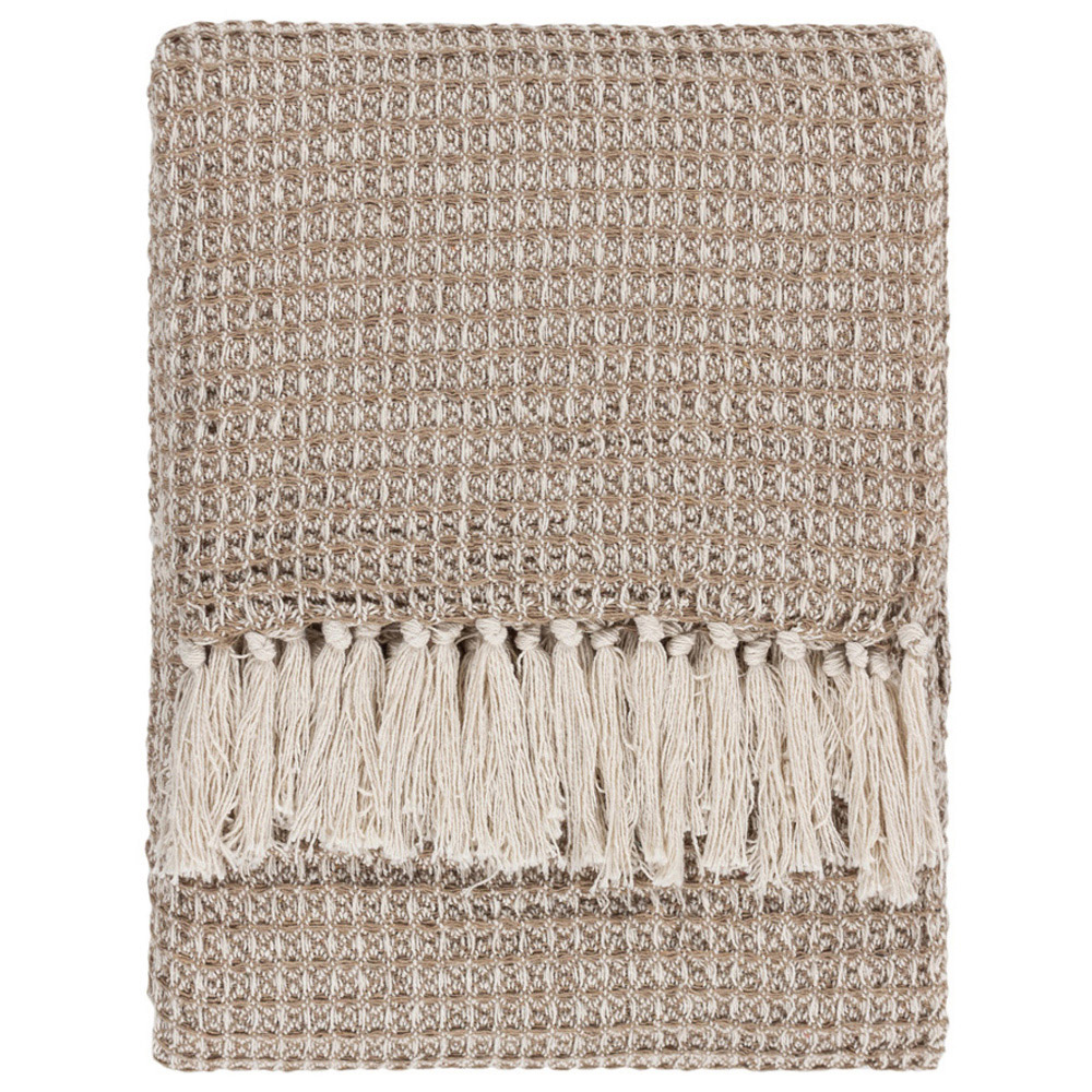 Yard Lorne Biscuit Waffle Fringed Throw 150 x 200cm Image 1
