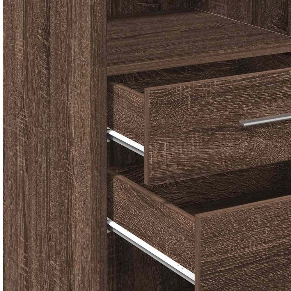 vidaXL 2 Drawer 3 Shelf Brown Oak Highboard Image 8