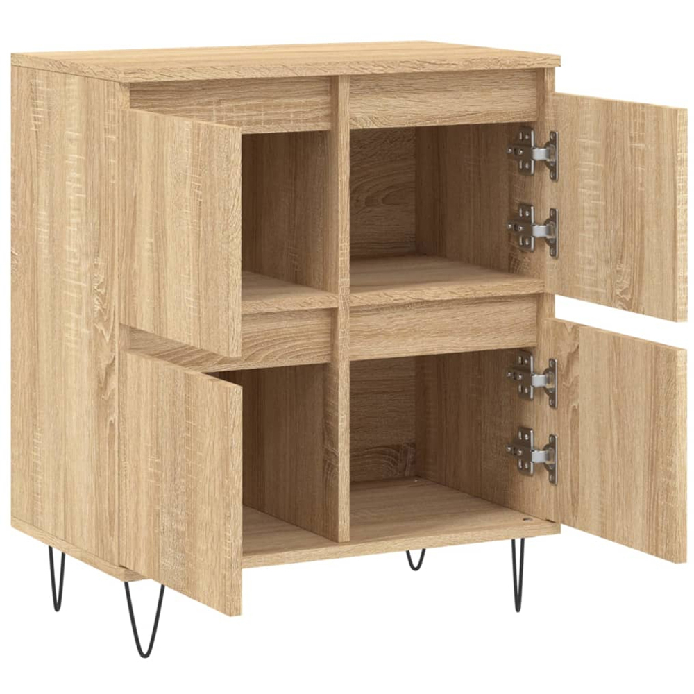 vidaXL 4 Drawer Sonoma Oak Sideboard with Metal Legs Image 6