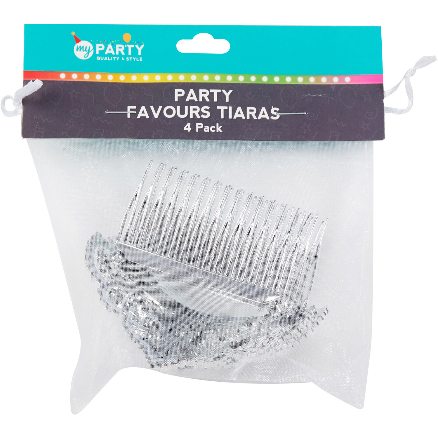 Pack of 4 Tiaras Party Favours - Silver Image 1