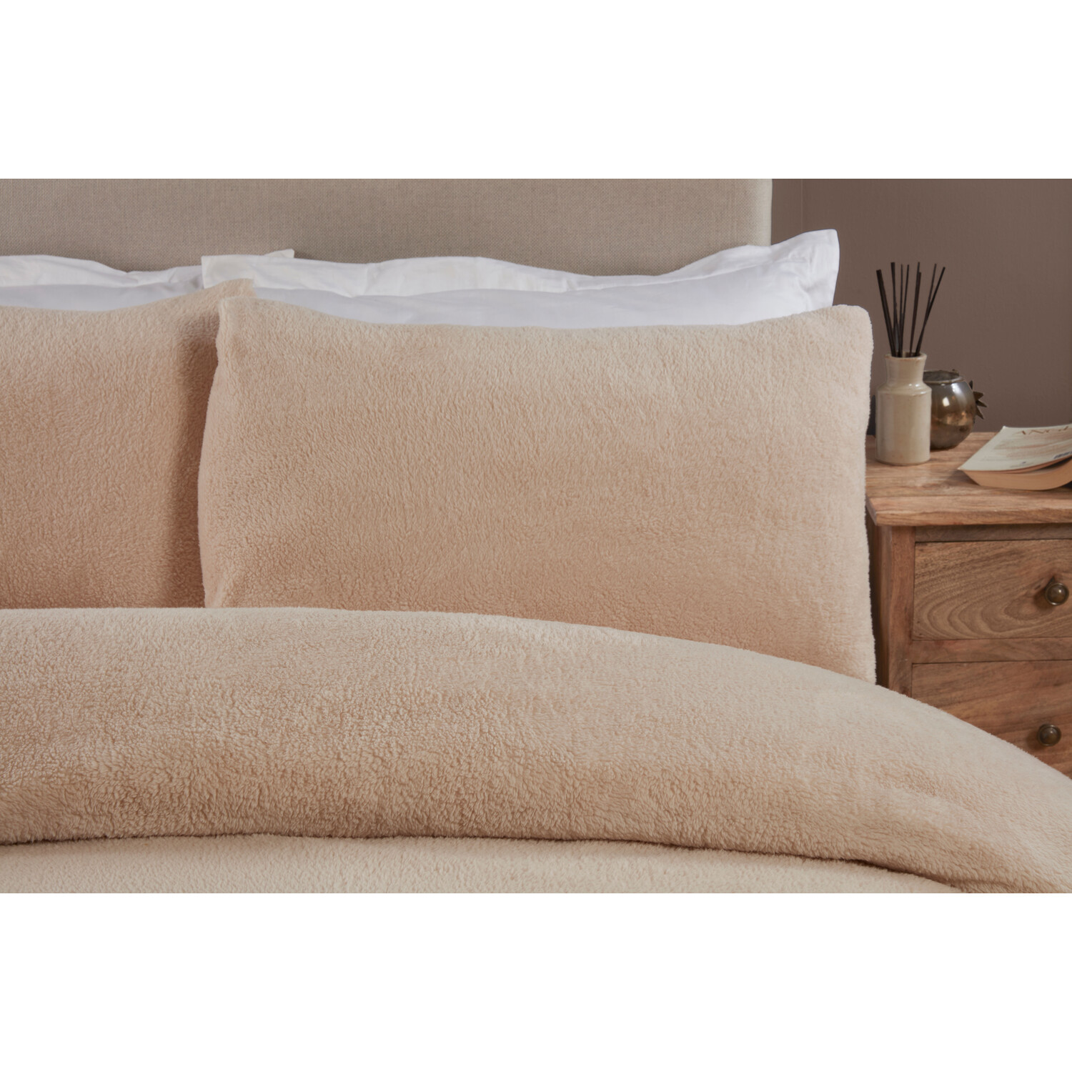 Single Natural Teddy Fleece Duvet Set Image 3