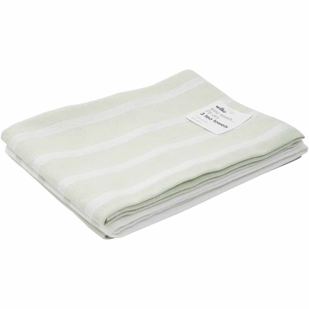Wilko Mint Tea Towels 3pk Wilko