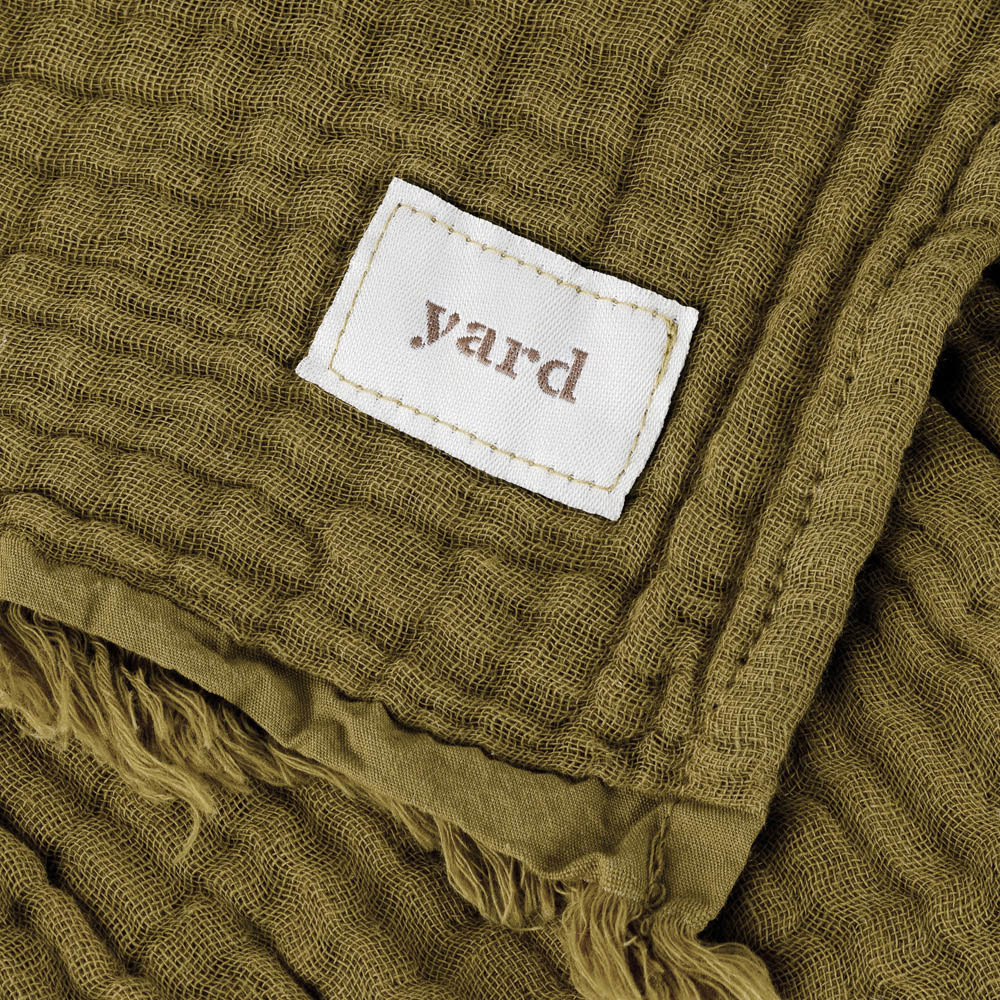 Yard Lark Khaki Green Muslin Cotton Throw 130 x 180cm Image 4