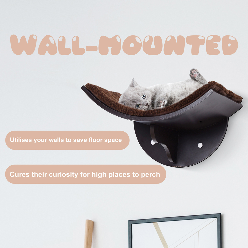 PawHut Brown Wall Mounted Shelf Perch Cat Bed Image 2