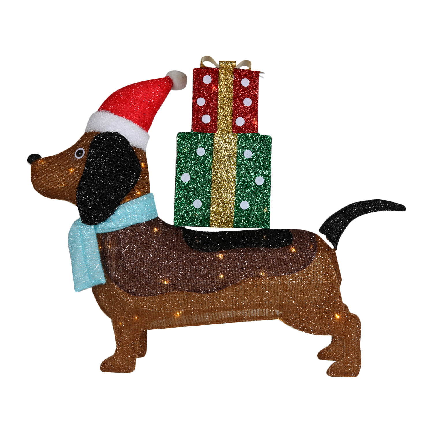 Winter Wonderland Christmas LED Sausage Dog with Presents Ornament Image 2